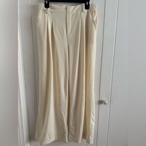 Cream Wide-Leg Pants